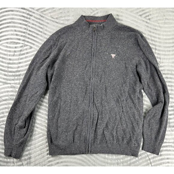 Guess Sweater Men’s XXL Full Zip Up Gray Sweat Shirt Long Sleeve Jacket 2XL - Picture 1 of 10